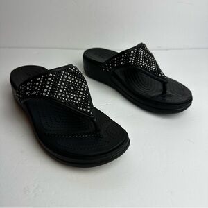 Crocs Monterey Diamante Wedge Flip Flops Women's Size 8 Sandals Shoes WORN ONCE!
